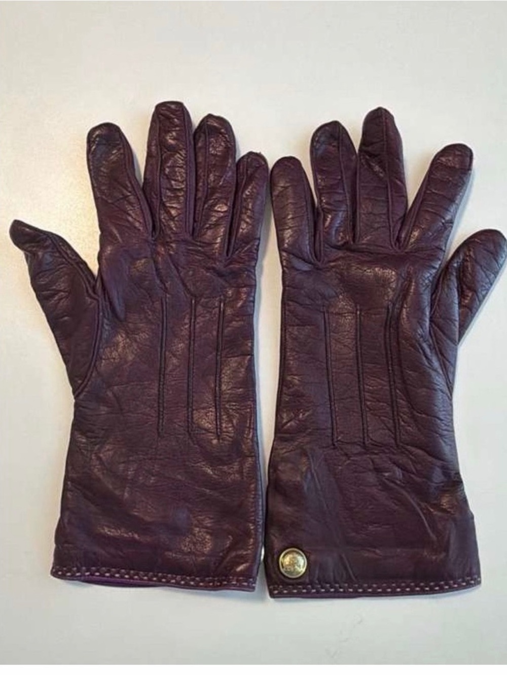 Coach Leather gloves leather lambskin with cashmere lining logo side one size
